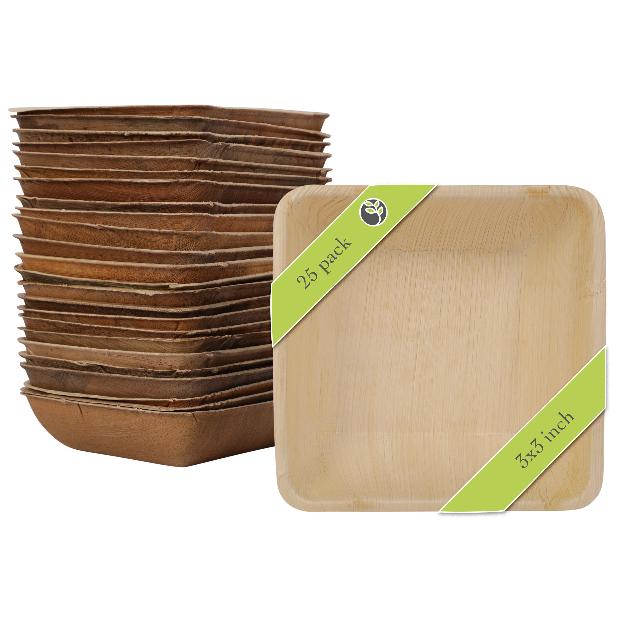 3" Square Palm Leaf Mini Plates