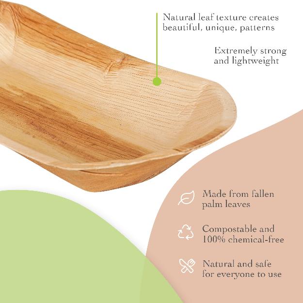 8" Palm Leaf Serving Boat Tray img 1