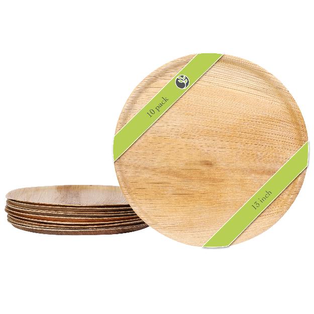 13" Round Palm Leaf Trays by Naturally Chic 