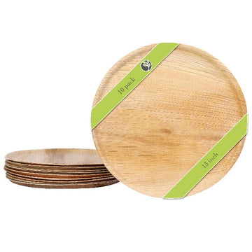 13" Round Palm Leaf Trays by Naturally Chic 