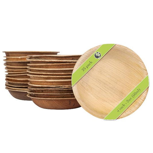 4" Round Palm Leaf Mini Plates by Naturally Chic