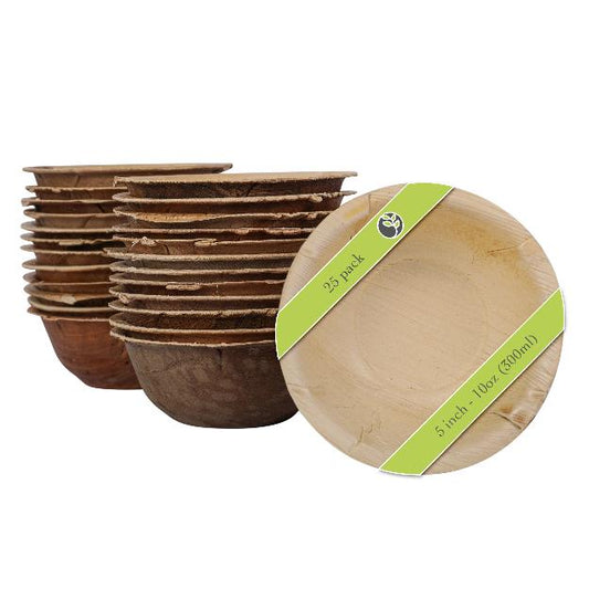 5" Round Palm Leaf Disposable Bowls